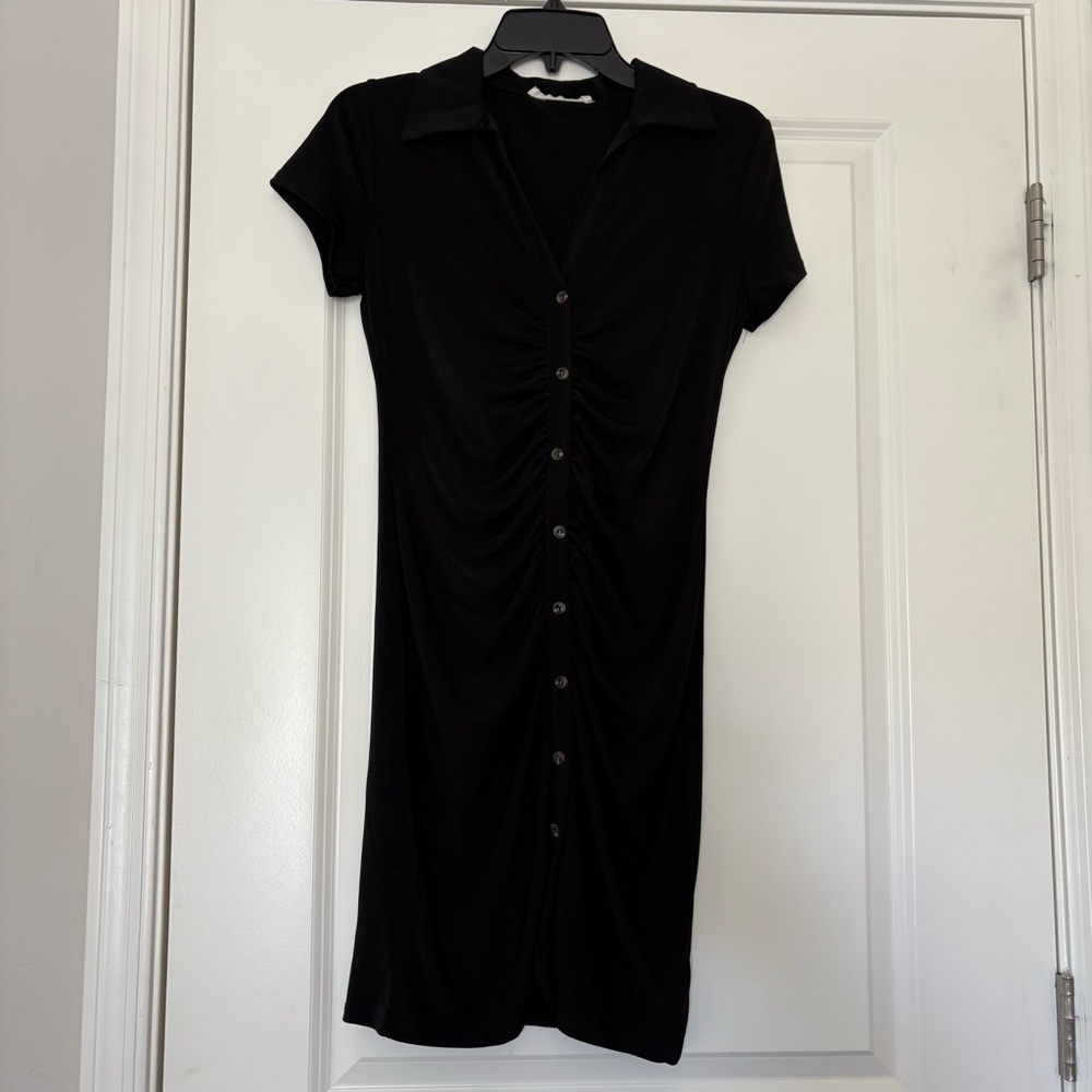 Tiffany & Grey Black Button-Down Short Sleeve Dress - Picture 3 of 7